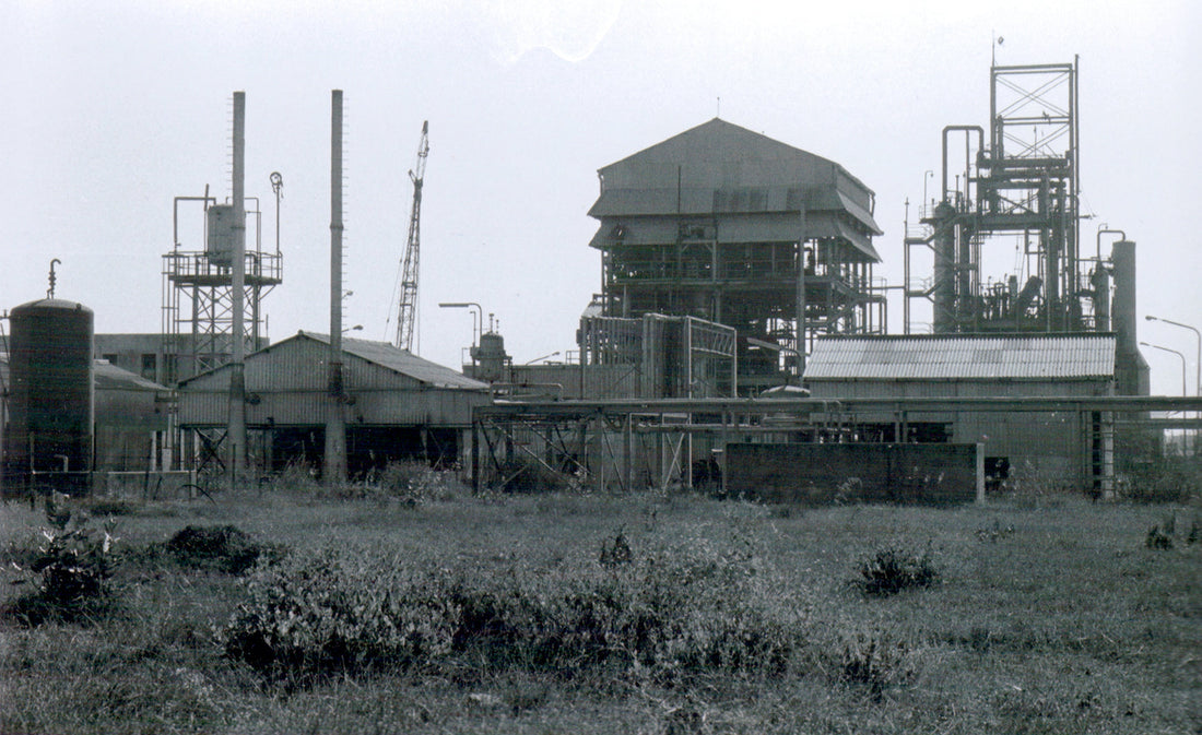 Abandoned Union Carbide plant in Bhopal, site of the 1984 gas tragedy—one of history’s deadliest industrial disasters, highlighting the need for proper protective gear.