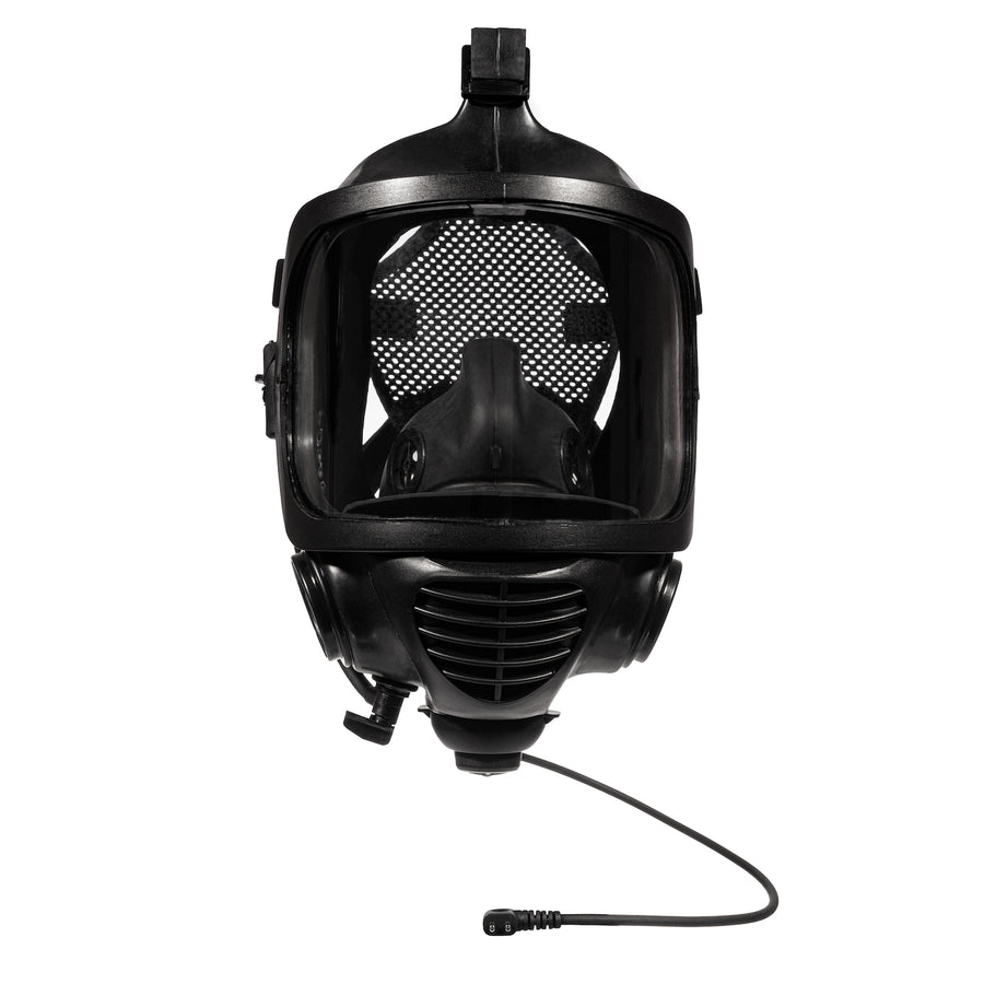 MIRA Safety Gas Mask Microphone connected to a CM-6M Tactical Gas Mask 