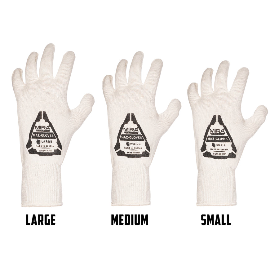 Front comparison view of glove liner for butyl gloves on white background