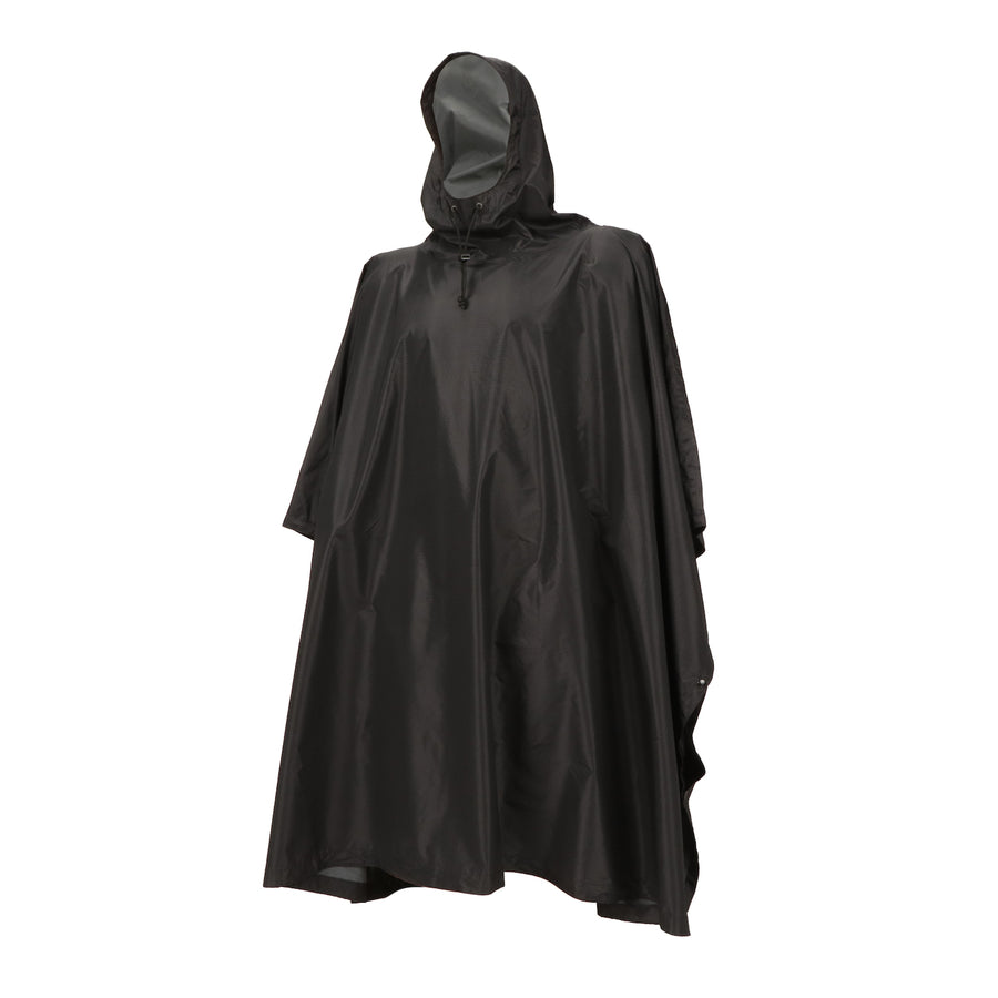 Three quarter shot of the M4 CBRN Military Poncho in black